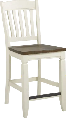 Country Lane Antique White Slat Back Counter Height Stool