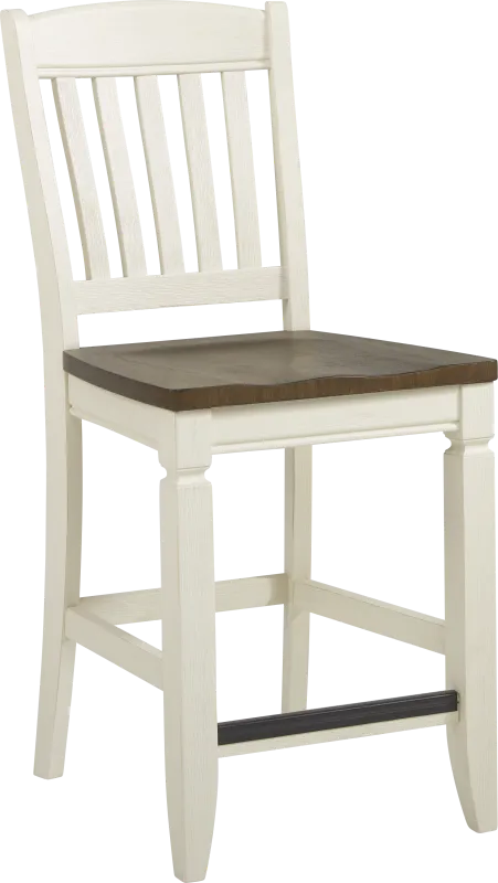 Country Lane Antique White Slat Back Counter Height Stool