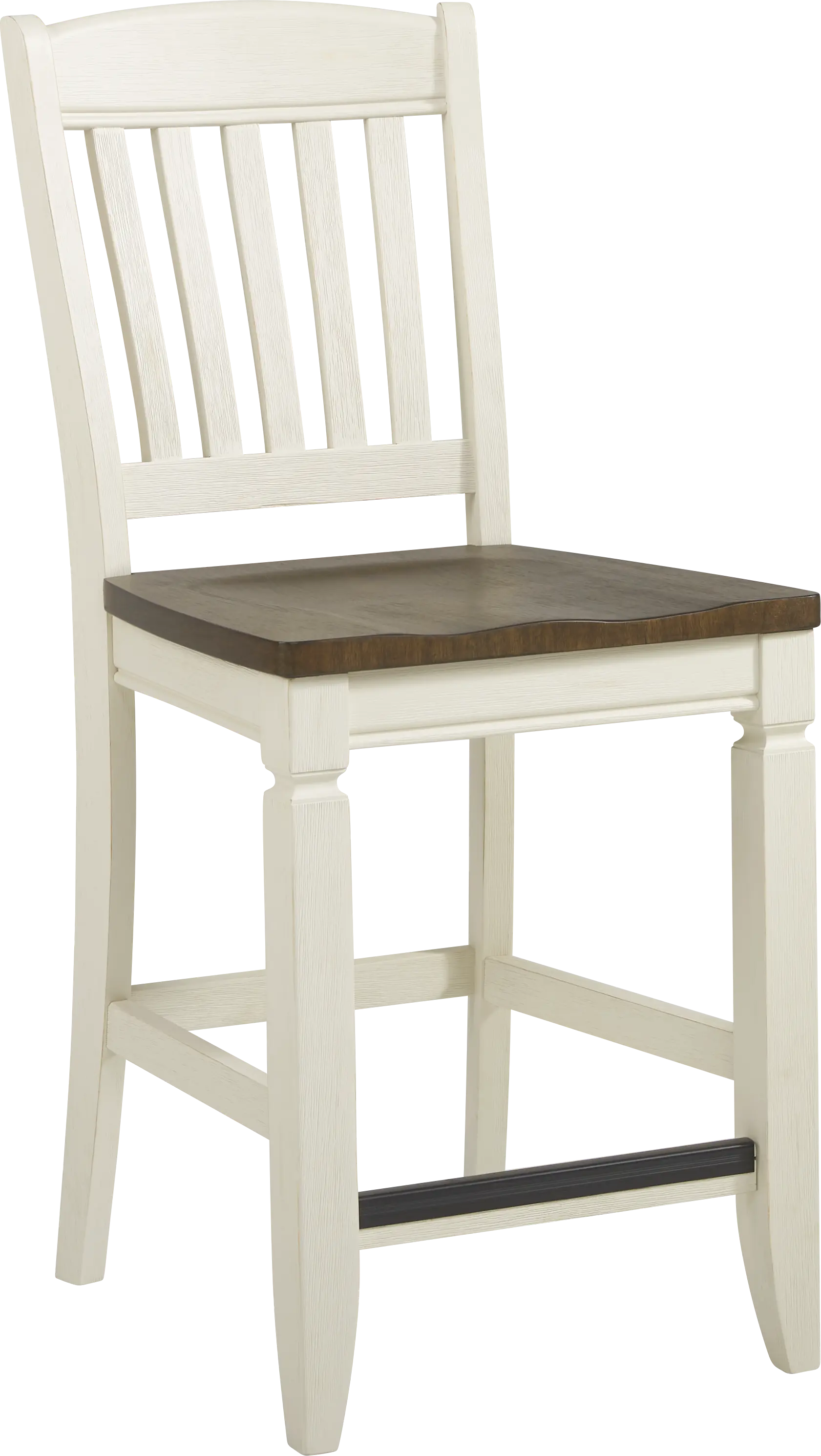 Country Lane Antique White Slat Back Counter Height Stool