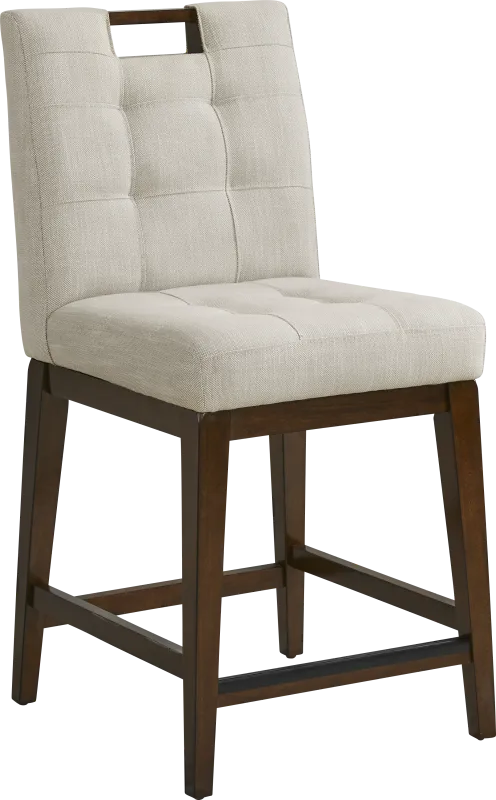 Walstead Place Beige Upholstered Counter Height Barstool