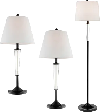 Hiniscus Peak Black Table Lamps, Set of 3