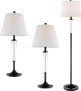 Hiniscus Peak Black Table Lamps, Set of 3