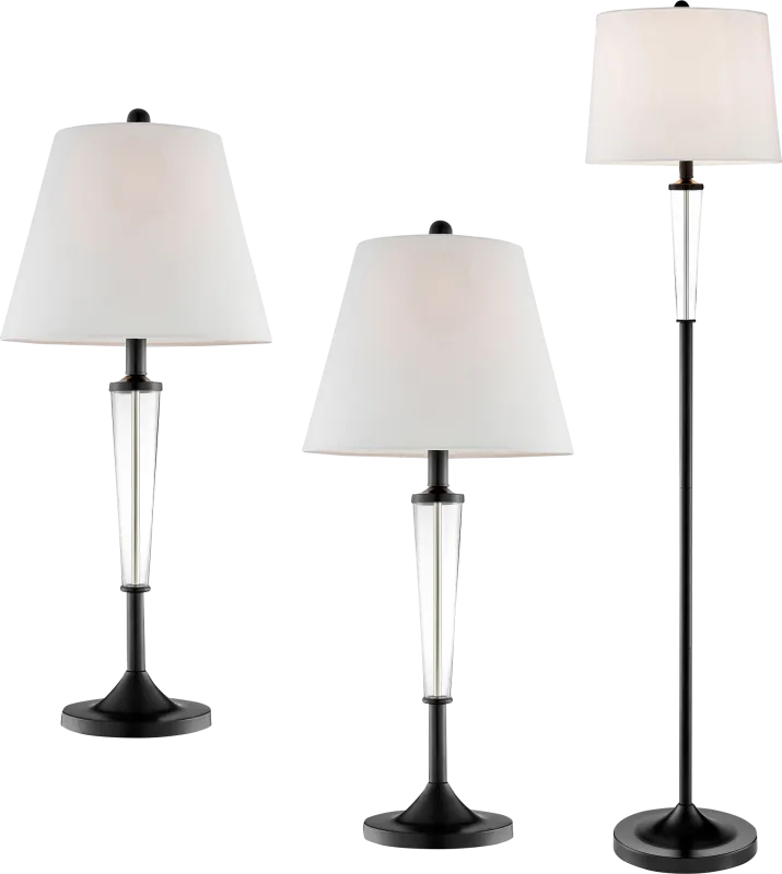 Hiniscus Peak Black Table Lamps, Set of 3