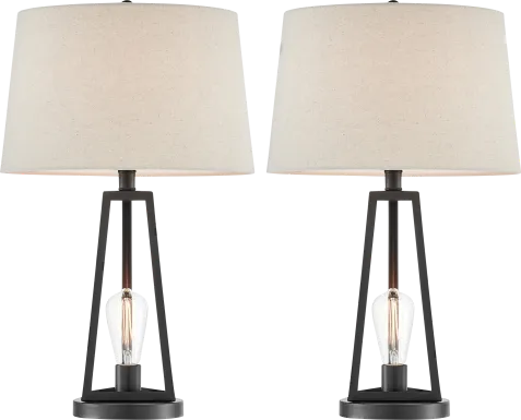 Calbria Shade Black Table Lamps, Set of 2