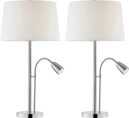 Bargello Farm Nickel Table Lamps, Set of 2