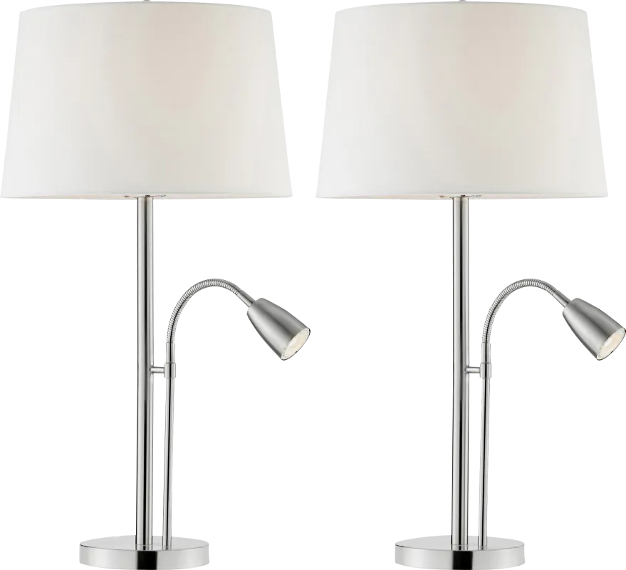 Bargello Farm Nickel Table Lamps, Set of 2