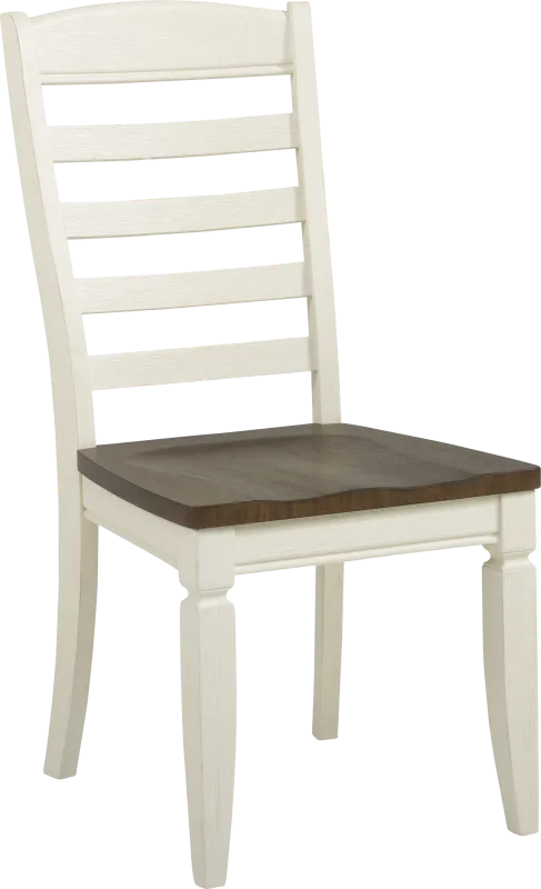 Country Lane Antique White Ladder Back Side Chair