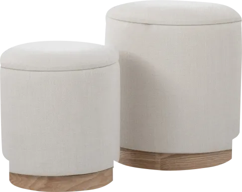 Poulnot Cream Ottoman, Set of 2