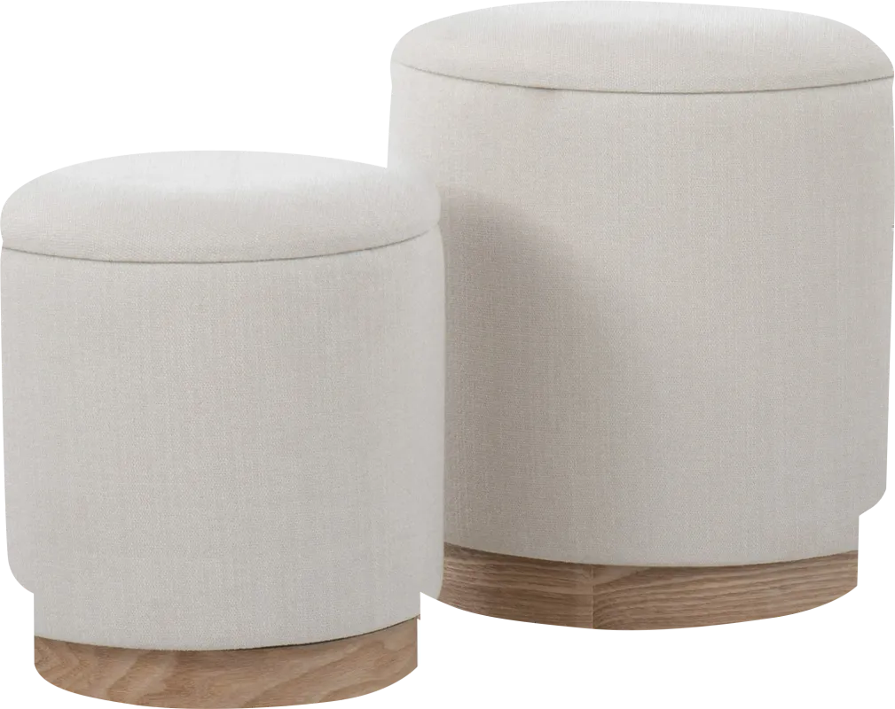 Poulnot Cream Ottoman, Set of 2