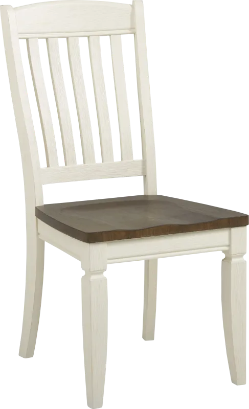 Country Lane Antique White Slat Back Side Chair