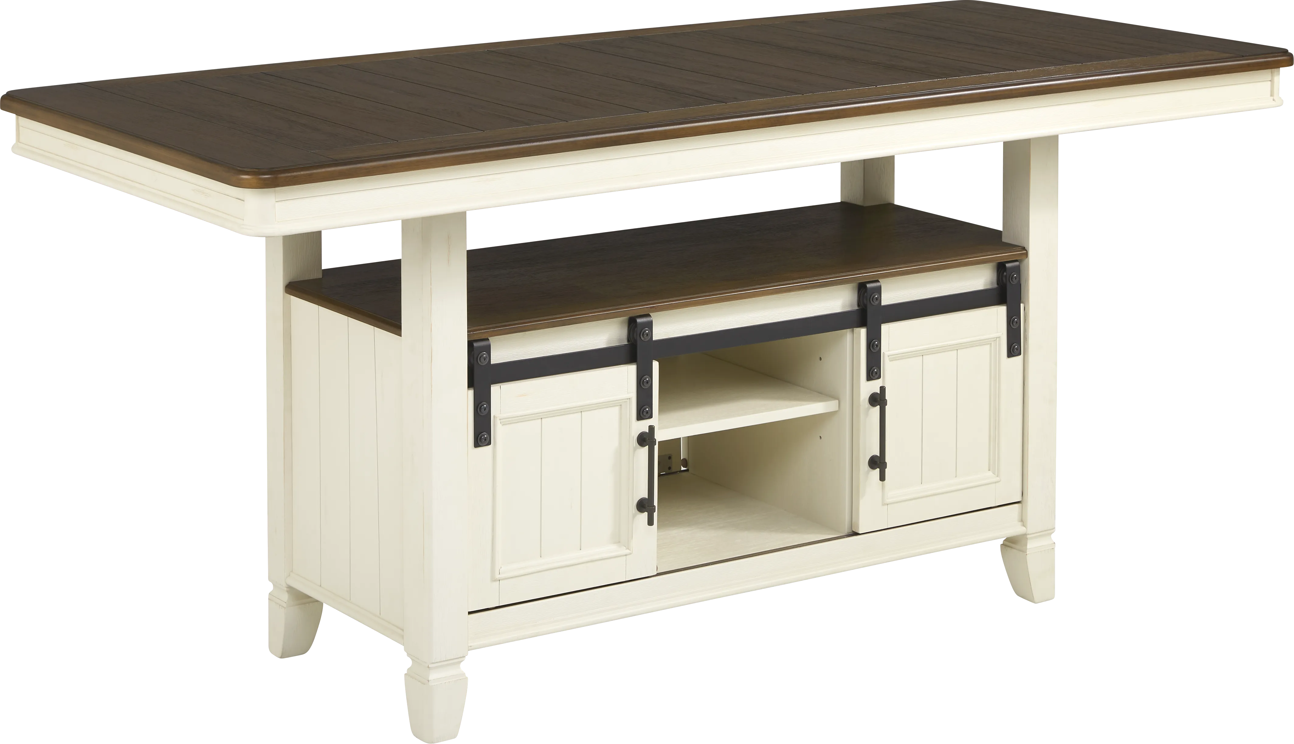 Country Lane Antique White 5 Pc Counter Height Storage Dining Room with Slat Back Stools - Thumbnail - Image 2