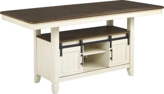 Country Lane Antique White Counter Height Storage Dining Table