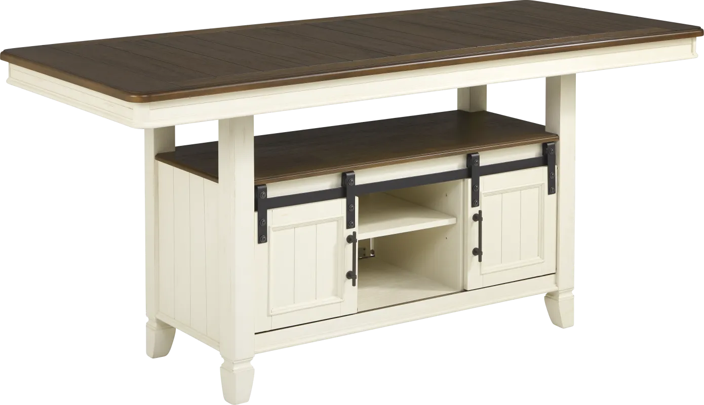 Country Lane Antique White Counter Height Storage Dining Table