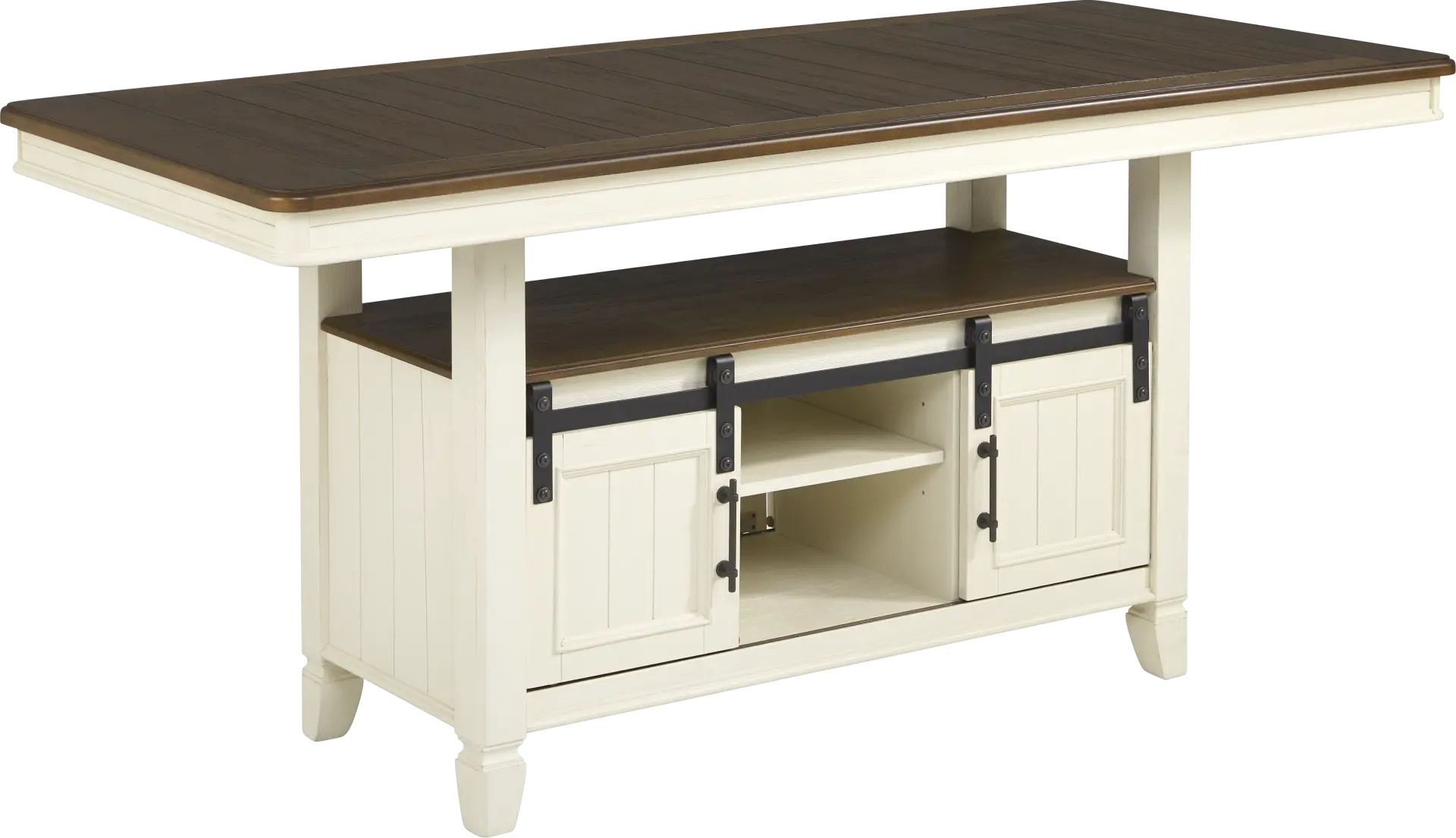 Country Lane Antique White Counter Height Storage Dining Table