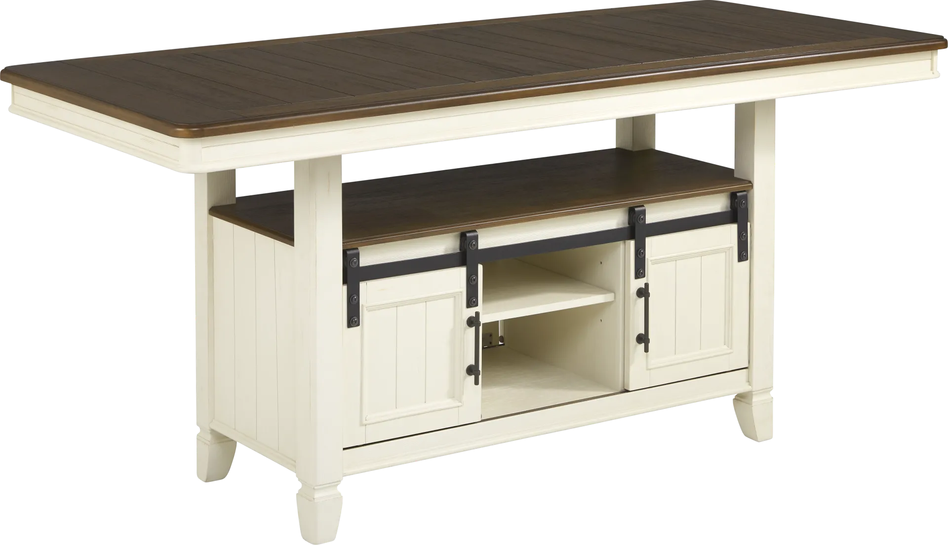 Country Lane Antique White 5 Pc Counter Height Storage Dining Room with Slat Back Stools - Image 2
