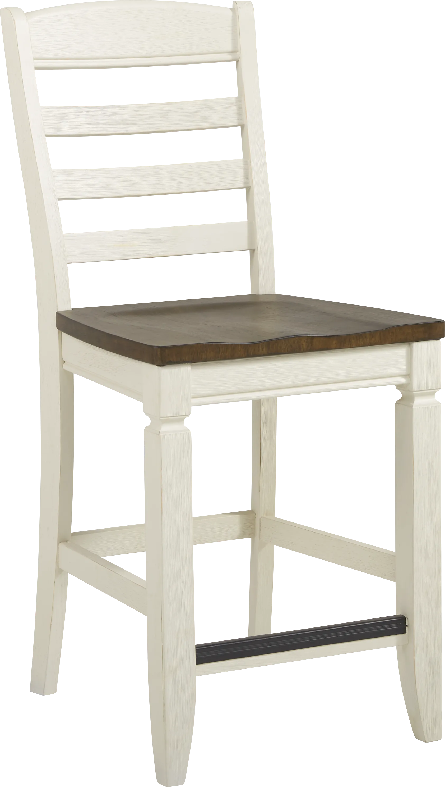 Country Lane Antique White Ladder Back Counter Height Stool - Thumbnail - Image 1