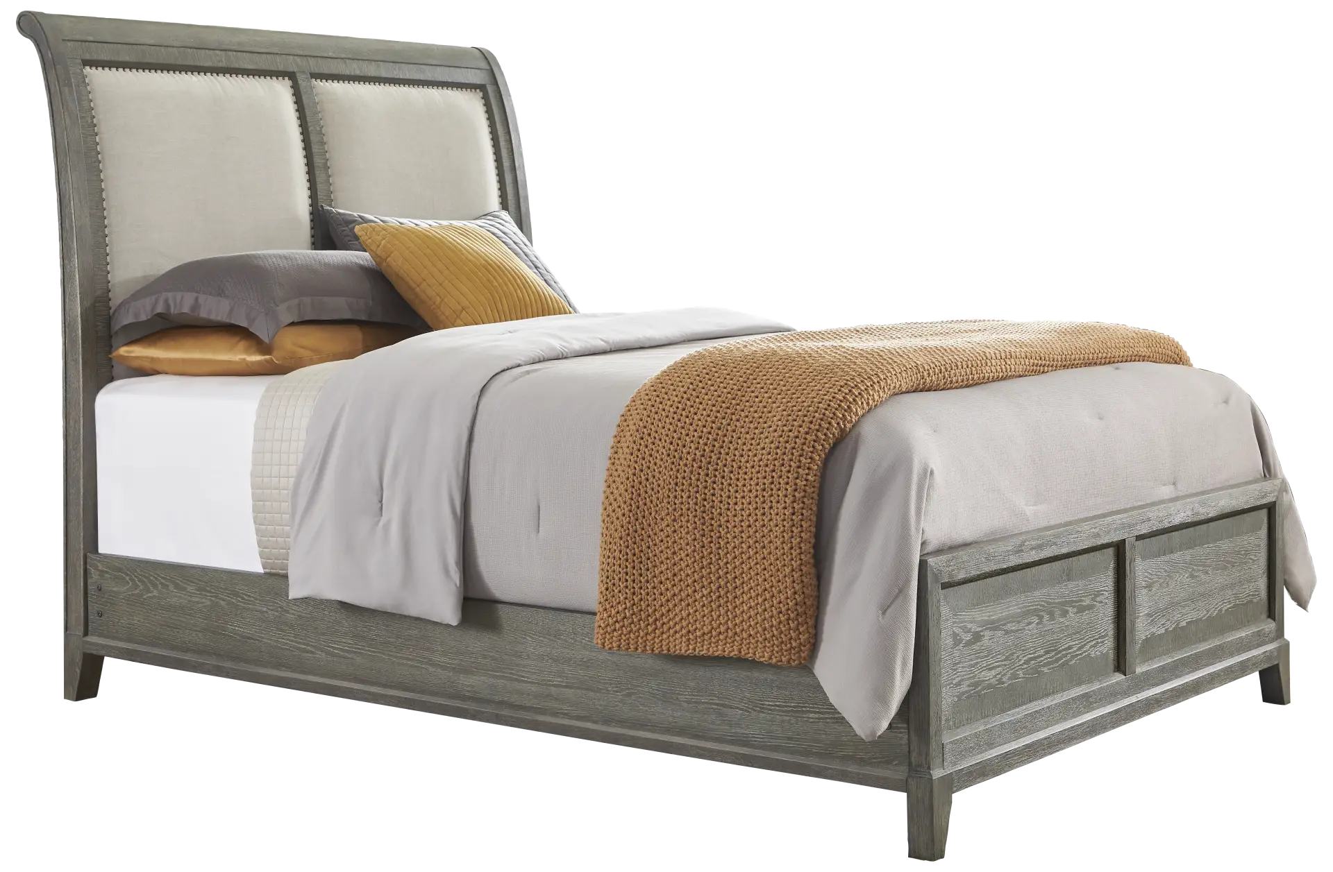 charcoal 3 pc queen sleigh bed