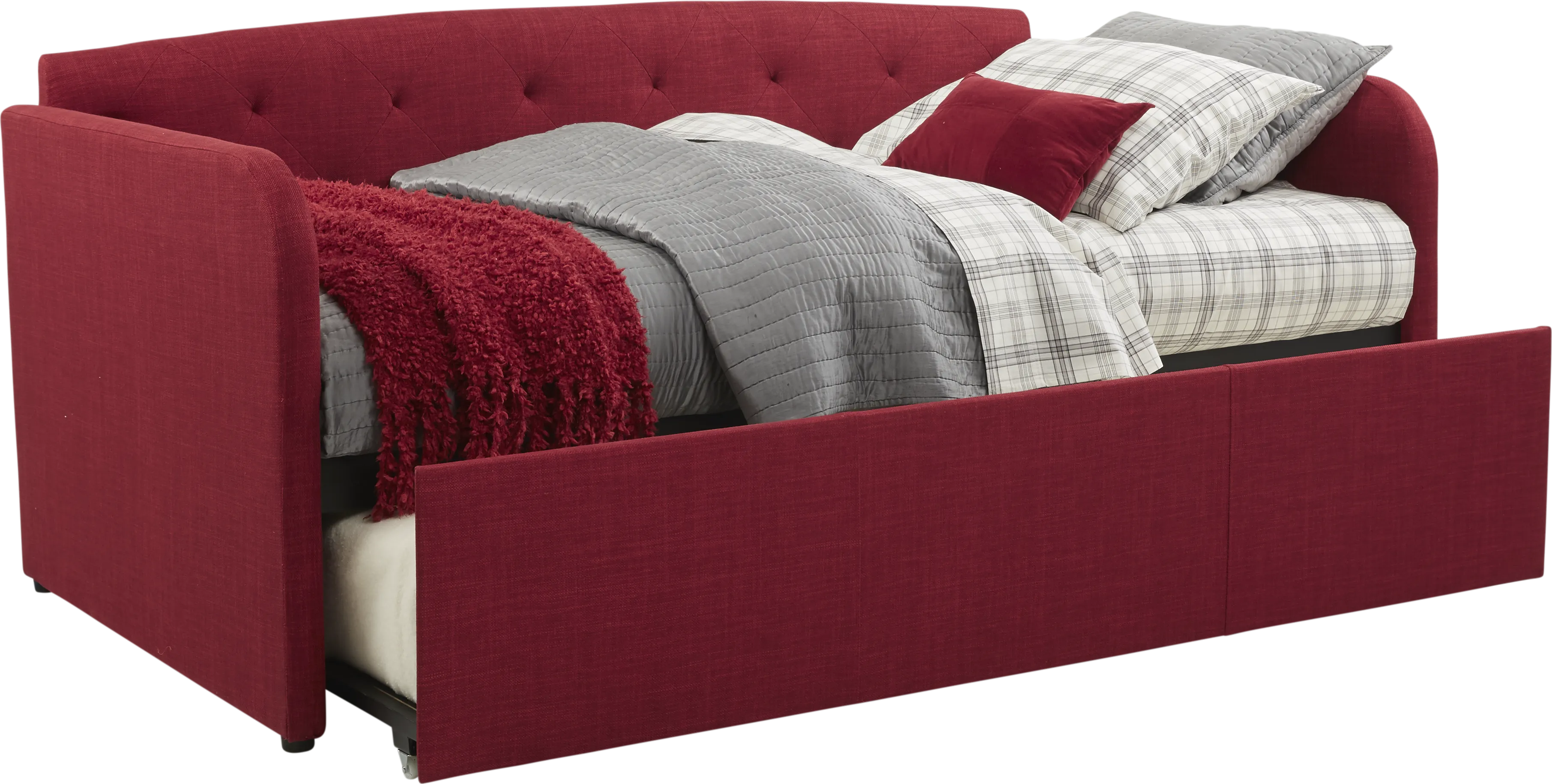 Lanie Red Tufted Daybed with Trundle - Thumbnail - Image 1