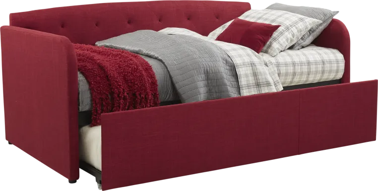 Lanie Red Tufted Daybed with Trundle