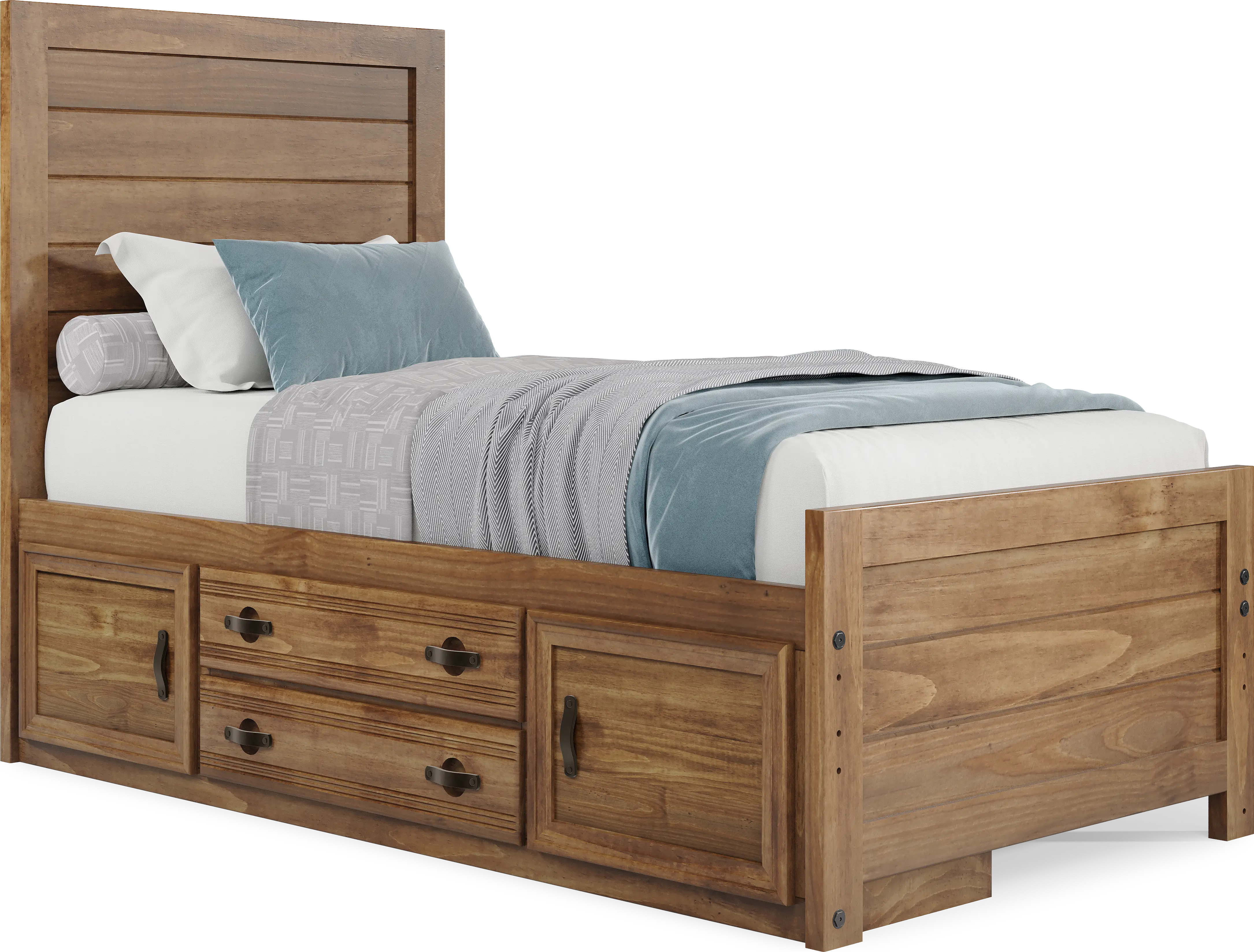 Kids Creekside 2.0 Chestnut Twin Panel Bed with Storage Side Rail - Thumbnail - Image 1