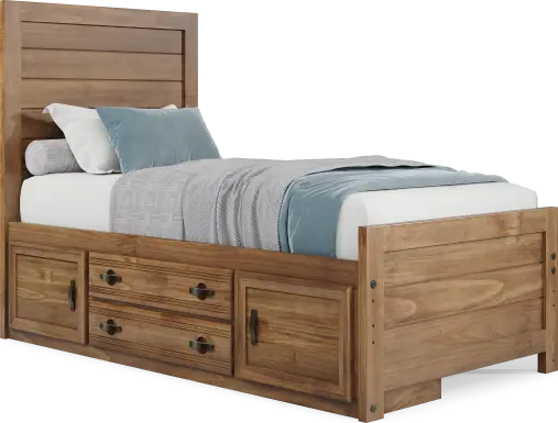 Kids Creekside 2.0 Chestnut Twin Panel Bed with Storage Side Rail