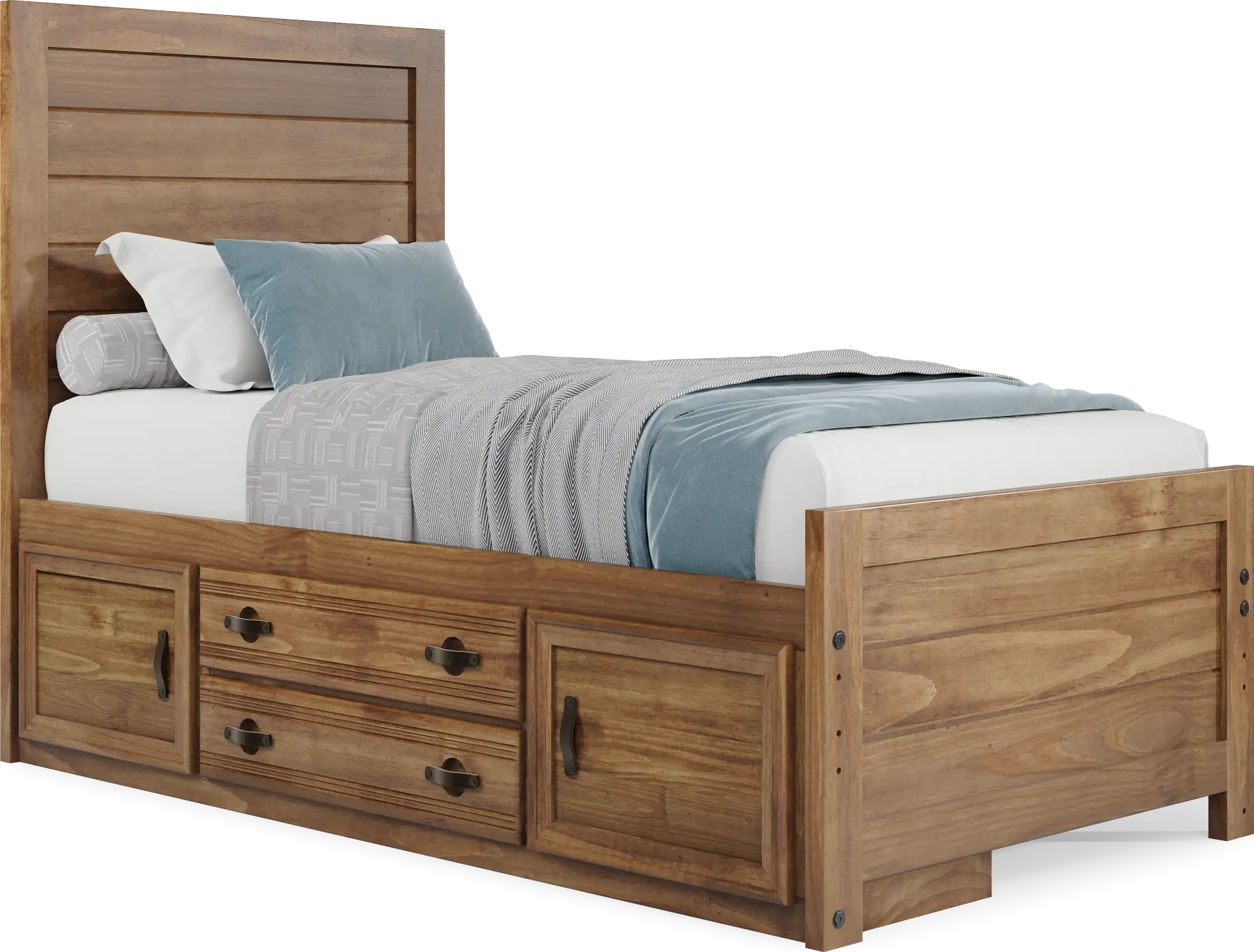 Kids Creekside 2.0 Chestnut Twin Panel Bed with Storage Side Rail