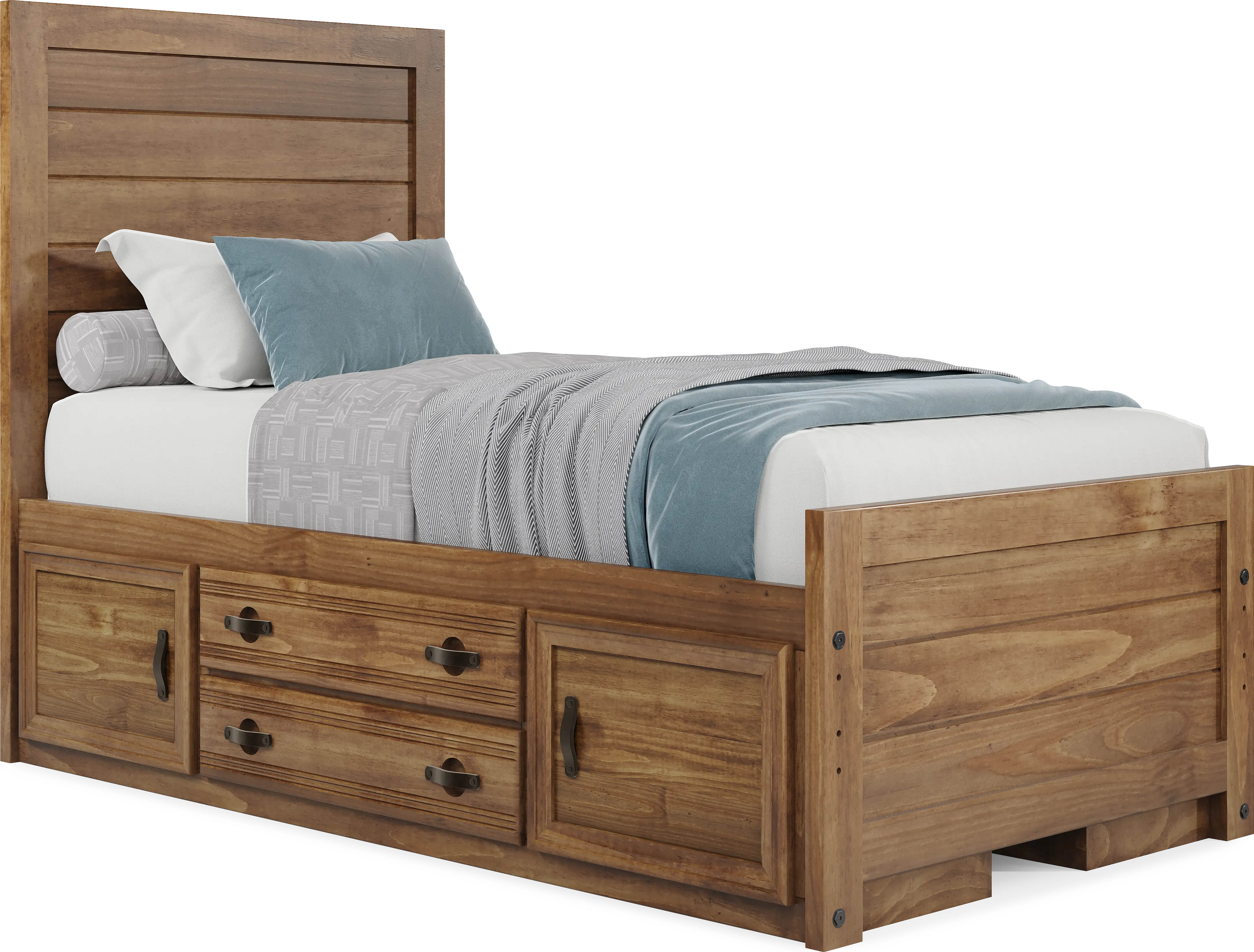 Kids Creekside 2.0 Chestnut Twin Panel Bed with 2 Storage Side Rails - Thumbnail - Image 1