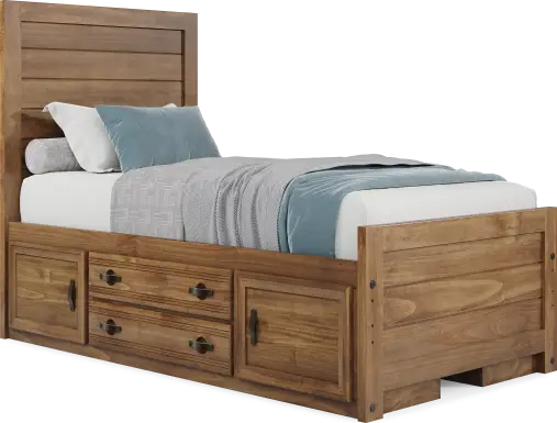 Kids Creekside 2.0 Chestnut Twin Panel Bed with 2 Storage Side Rails
