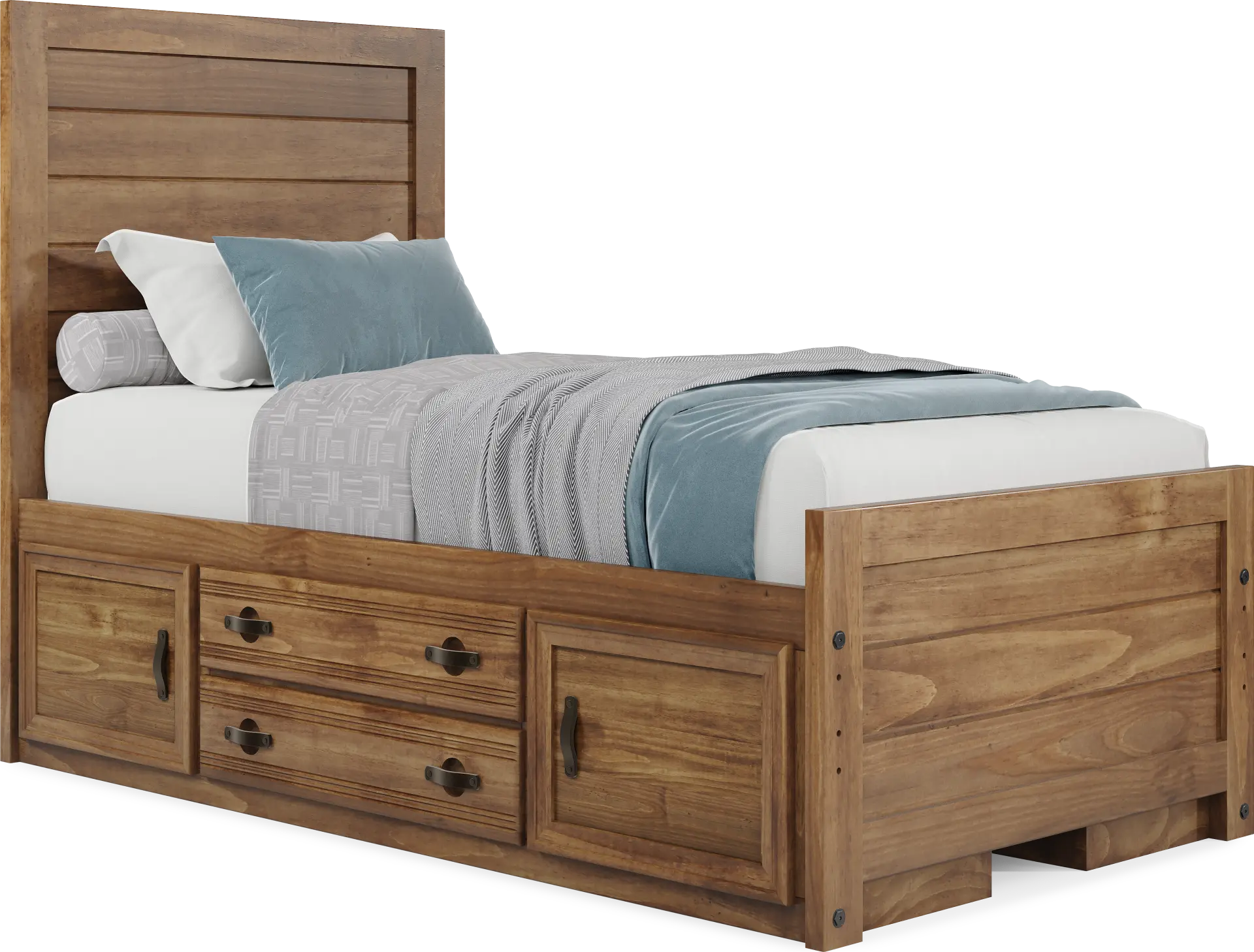 Kids Creekside 2.0 Chestnut Twin Panel Bed with 2 Storage Side Rails
