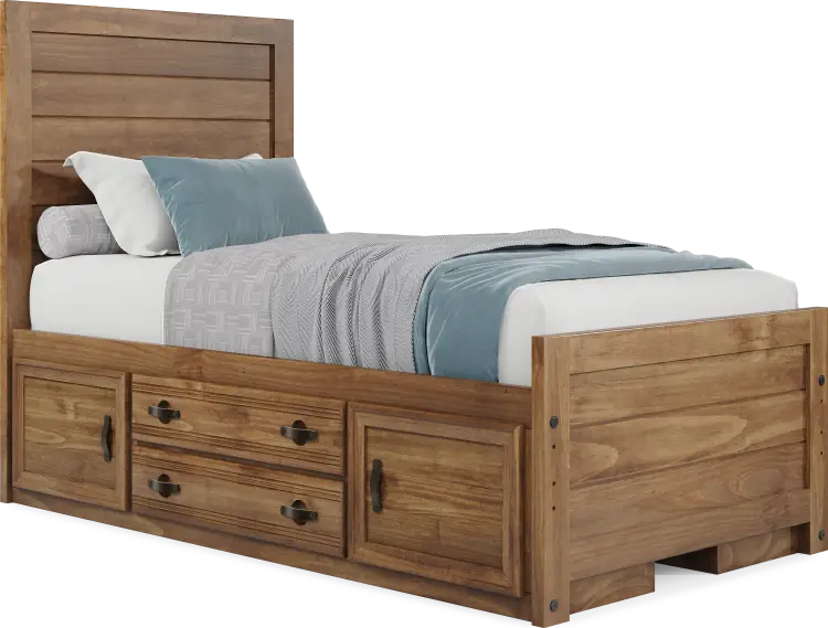 twin panel bed w 2 storage rails
