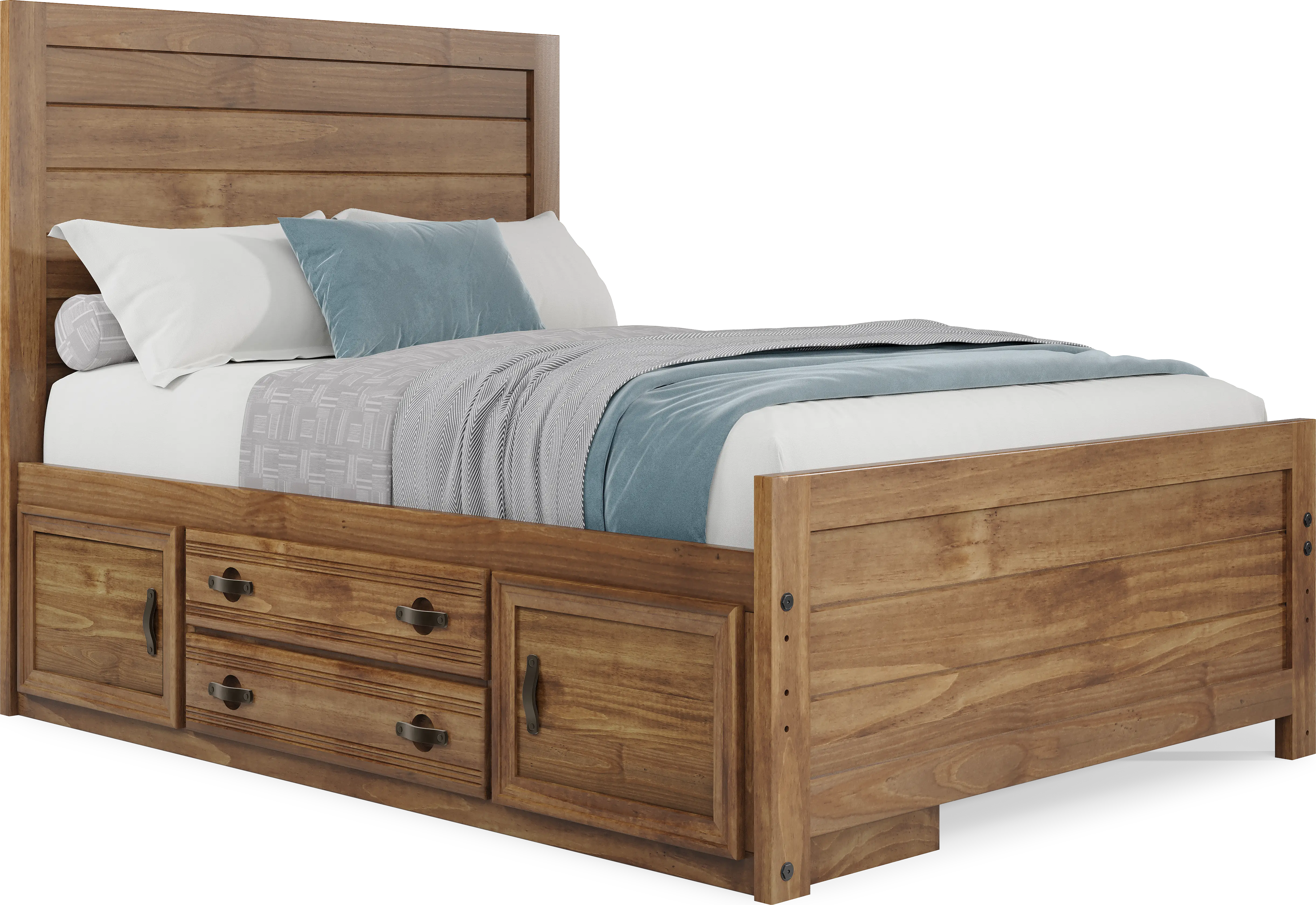 Kids Creekside 2.0 Chestnut Full Panel Bed with Storage Side Rail - Thumbnail - Image 1
