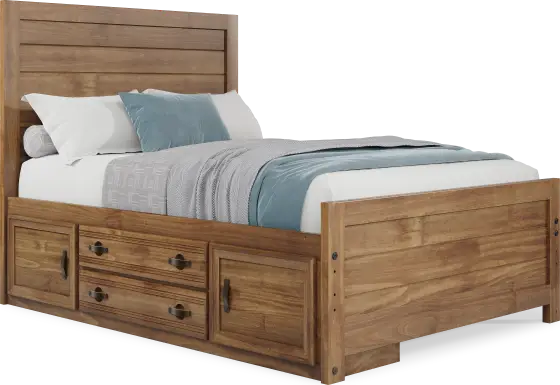 Kids Creekside 2.0 Chestnut Full Panel Bed with Storage Side Rail