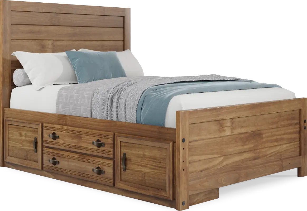 Kids Creekside 2.0 Chestnut Full Panel Bed with Storage Side Rail