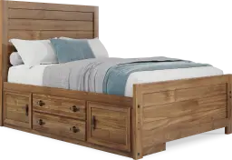 full panel bed w storage rail