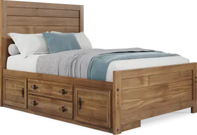 full panel bed w storage rail