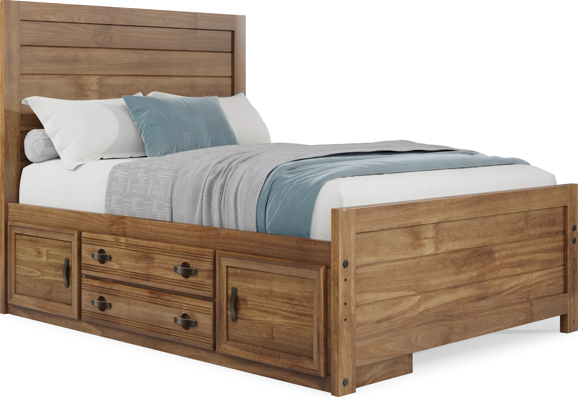 Kids Creekside 2.0 Chestnut Full Panel Bed with Storage Side Rail - Image 1