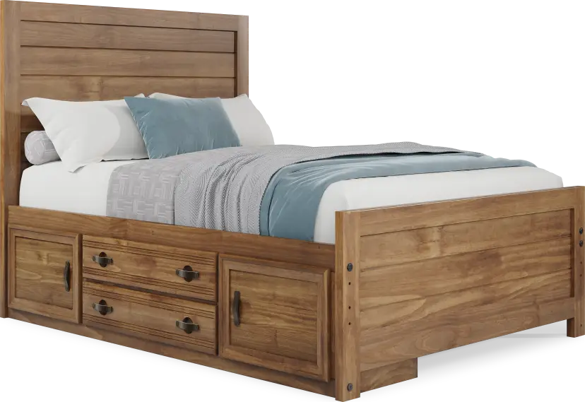 Kids Creekside 2.0 Chestnut Full Panel Bed with Storage Side Rail