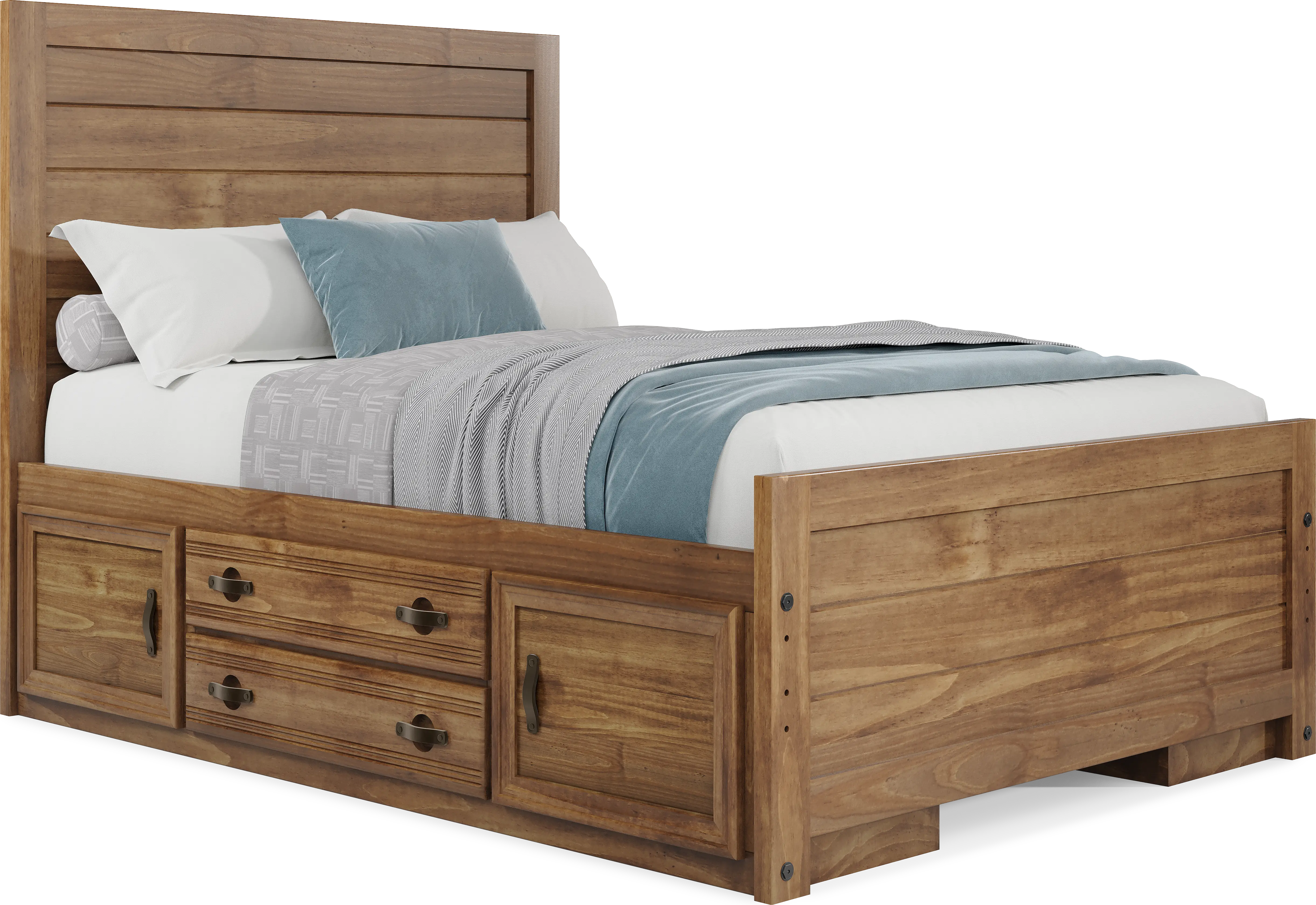 Kids Creekside 2.0 Chestnut Full Panel Bed with 2 Storage Side Rails - Thumbnail - Image 1