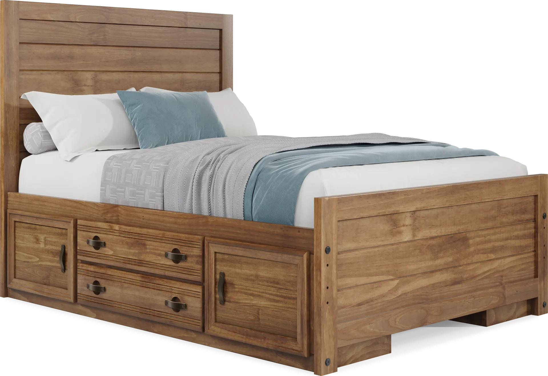 Kids Creekside 2.0 Chestnut Full Panel Bed with 2 Storage Side Rails - Image 1