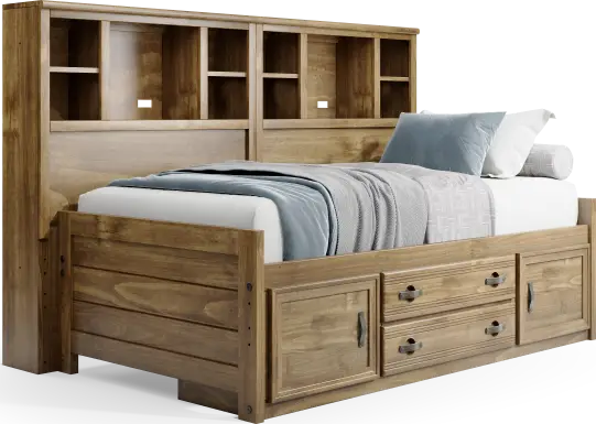 Kids Creekside 2.0 Chestnut Twin Bookcase Wall Bed with Storage Side Rail