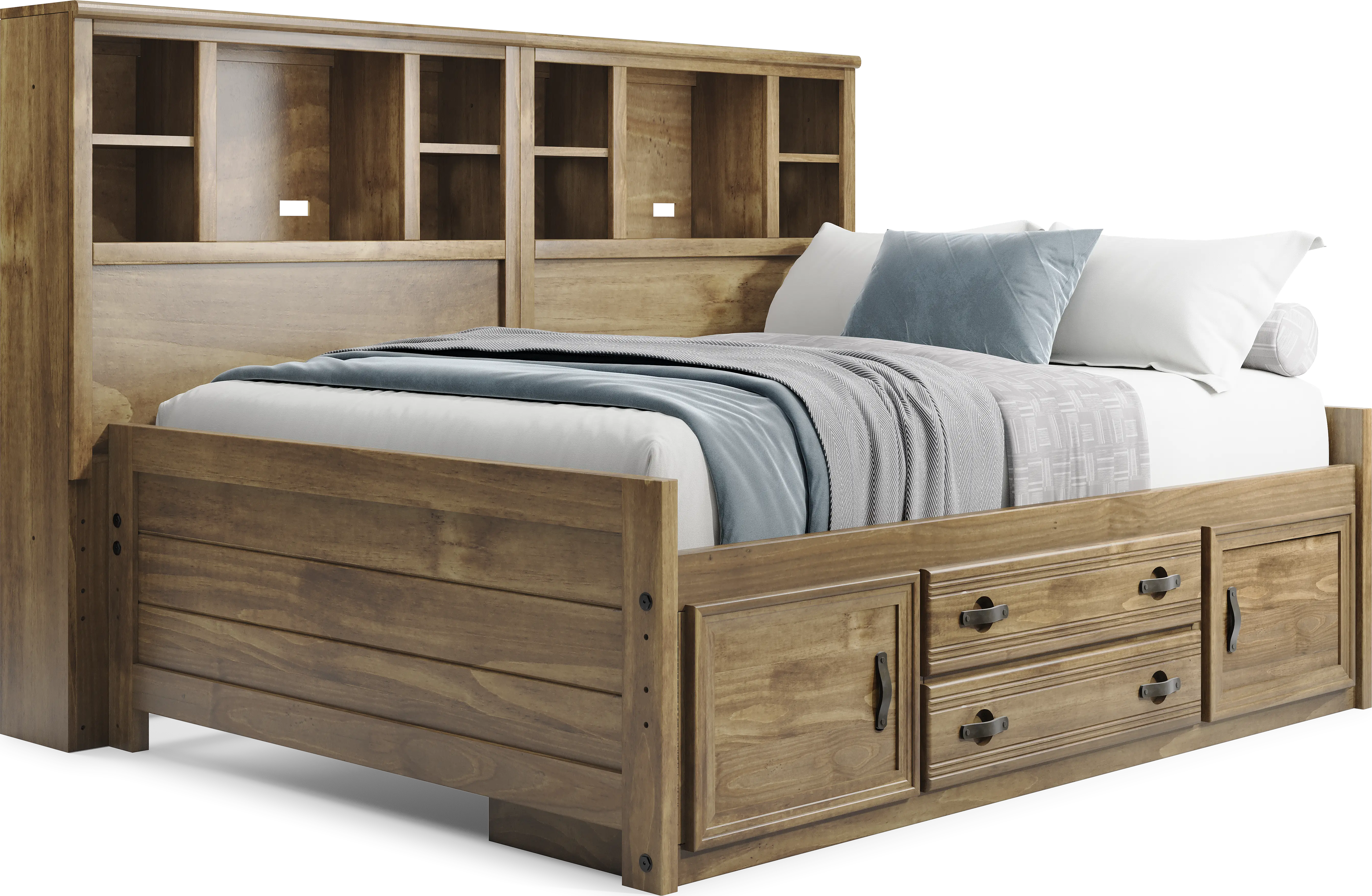 Kids Creekside 3.0 Chestnut Full Bookcase Wall Bed with Storage Side Rail - Thumbnail - Image 1