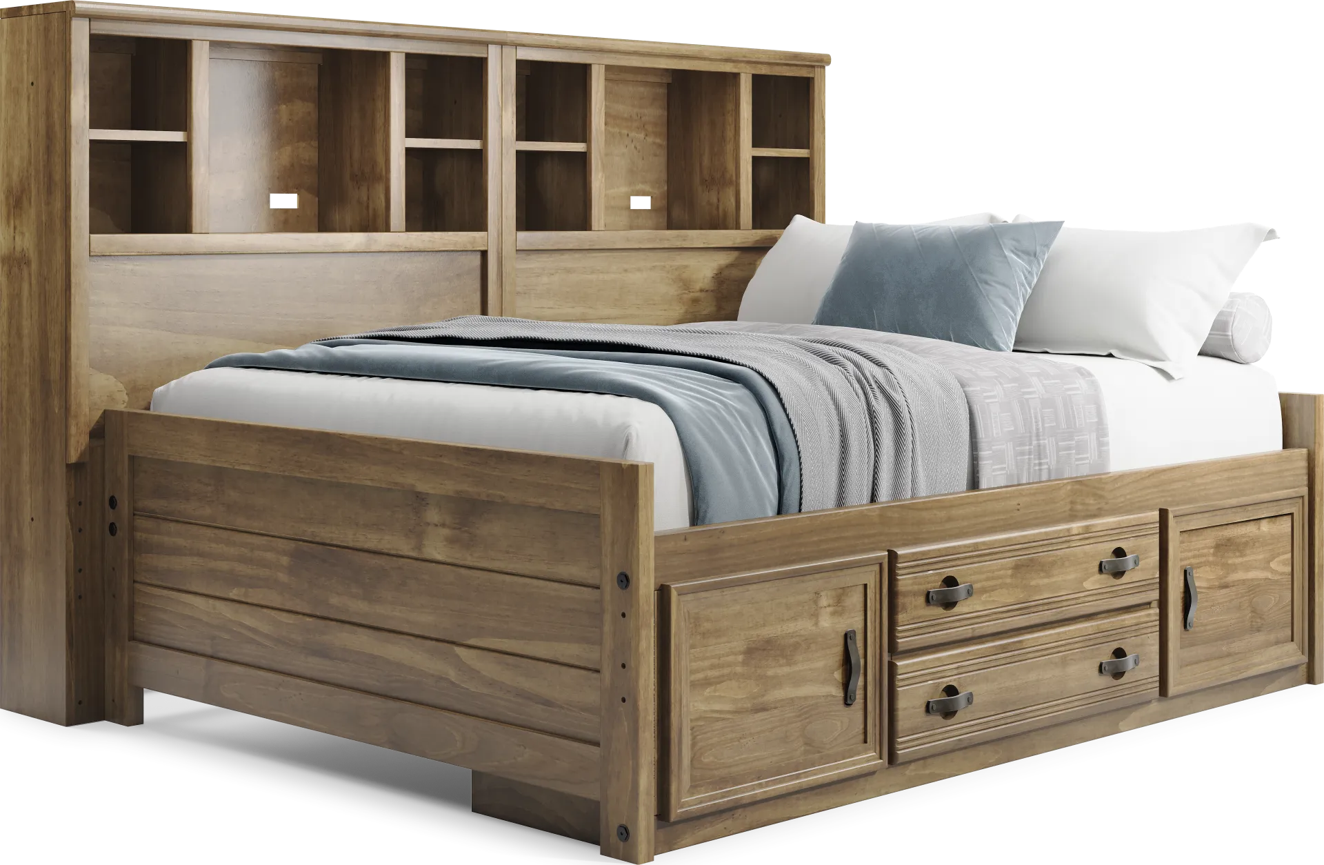 Kids Creekside 2.0 Chestnut Full Bookcase Wall Bed with Storage Side Rail - Image 1
