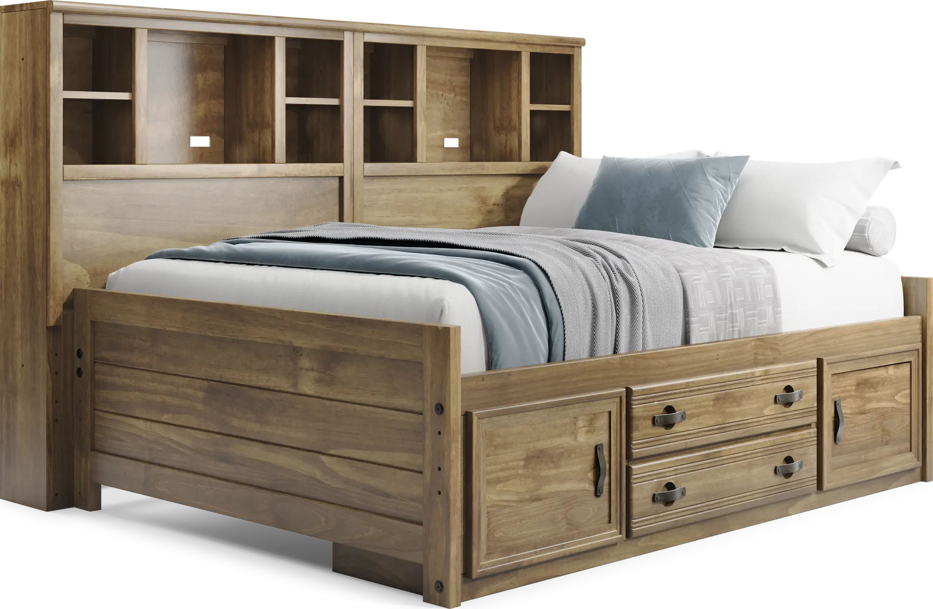 Kids Creekside 2.0 Chestnut Full Bookcase Wall Bed with Storage Side Rail
