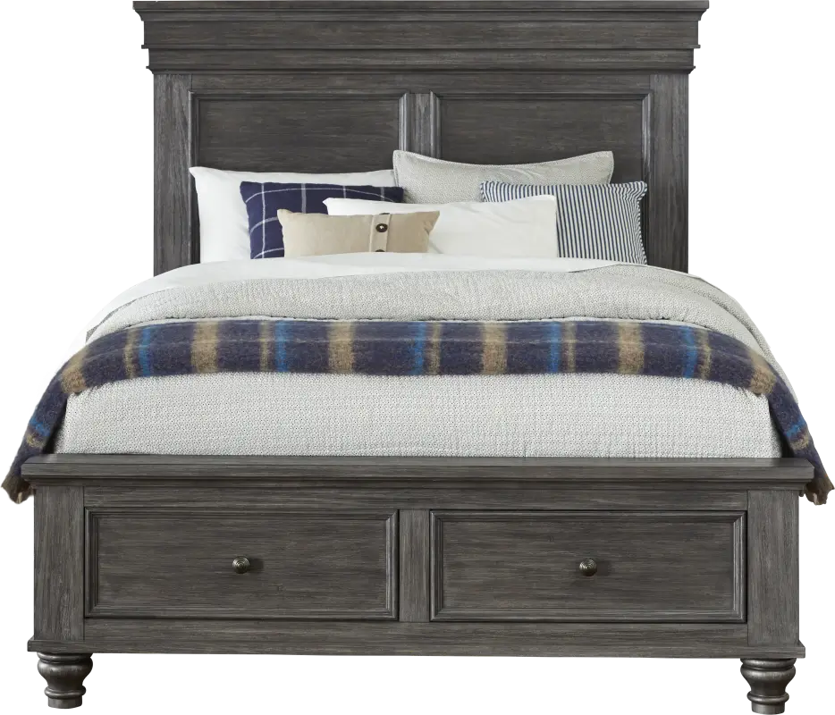 Lake Town Gray 3 Pc King Panel Bed with Storage