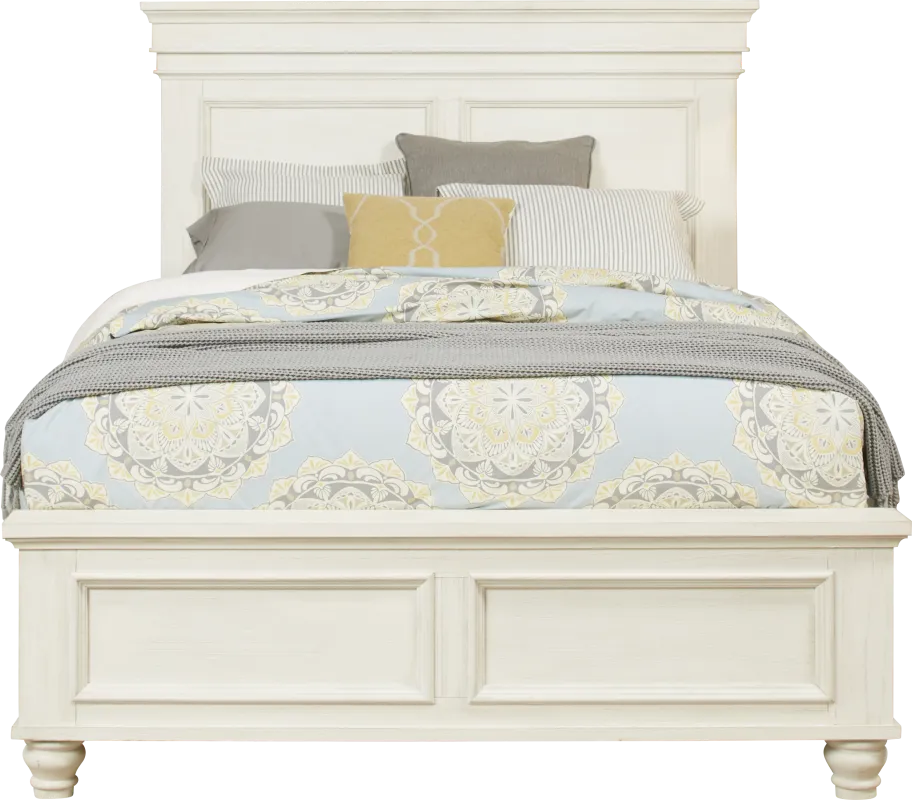 Lake Town Off-White 3 Pc Queen Panel Bed with Storage