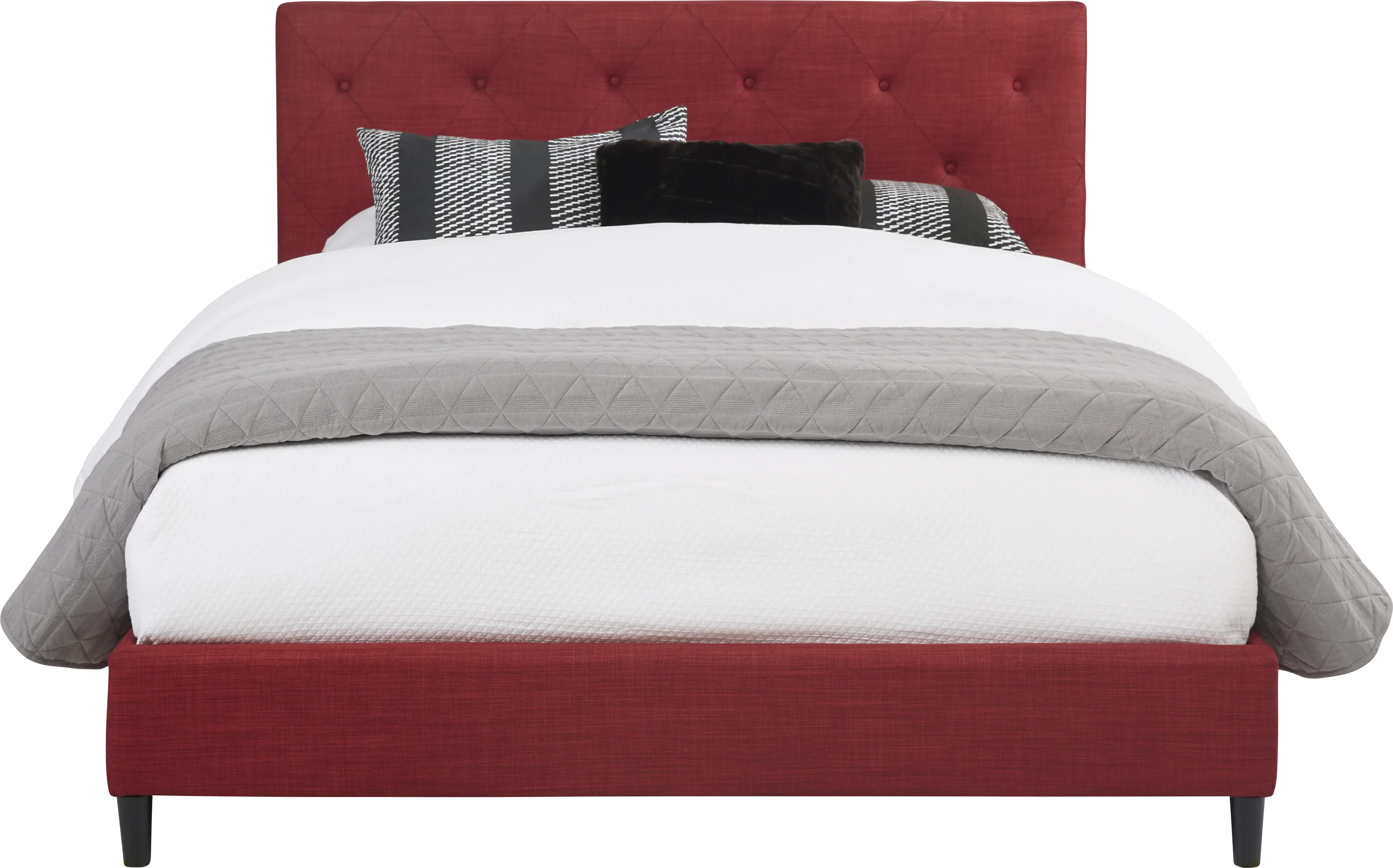 Kaylan Red 3 Pc Queen Upholstered Bed - Thumbnail - Image 1