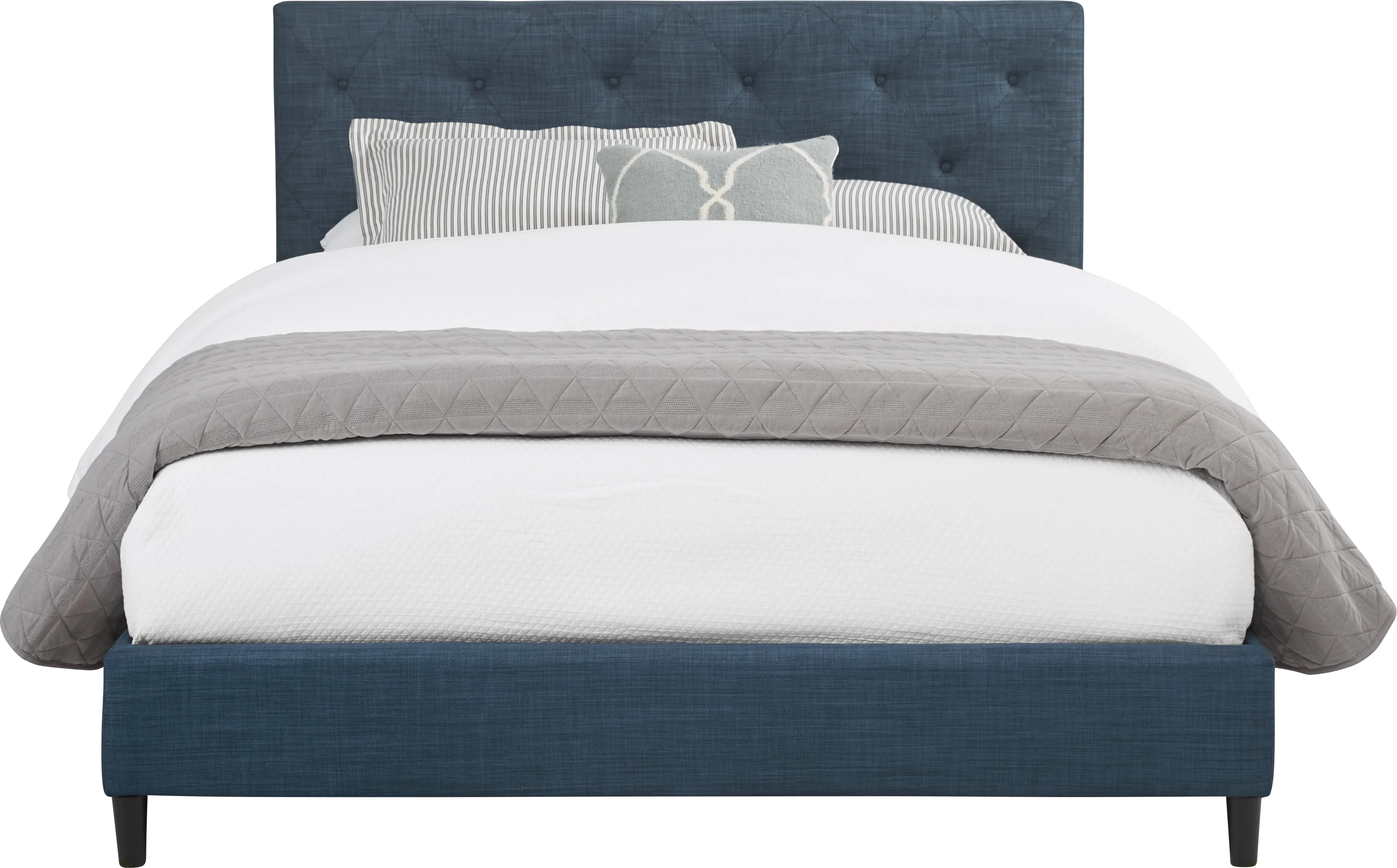 Kaylan Navy 3 Pc Queen Upholstered Bed - Thumbnail - Image 1