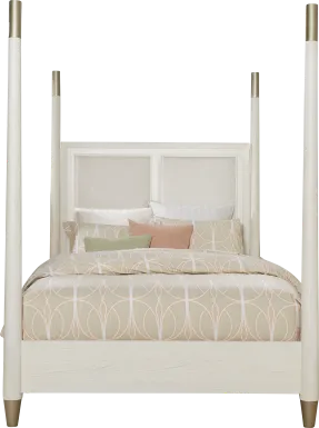Clarissa White 3 Pc Queen Poster Bed