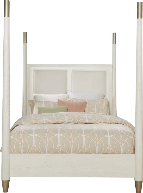Clarissa White 3 Pc Queen Poster Bed