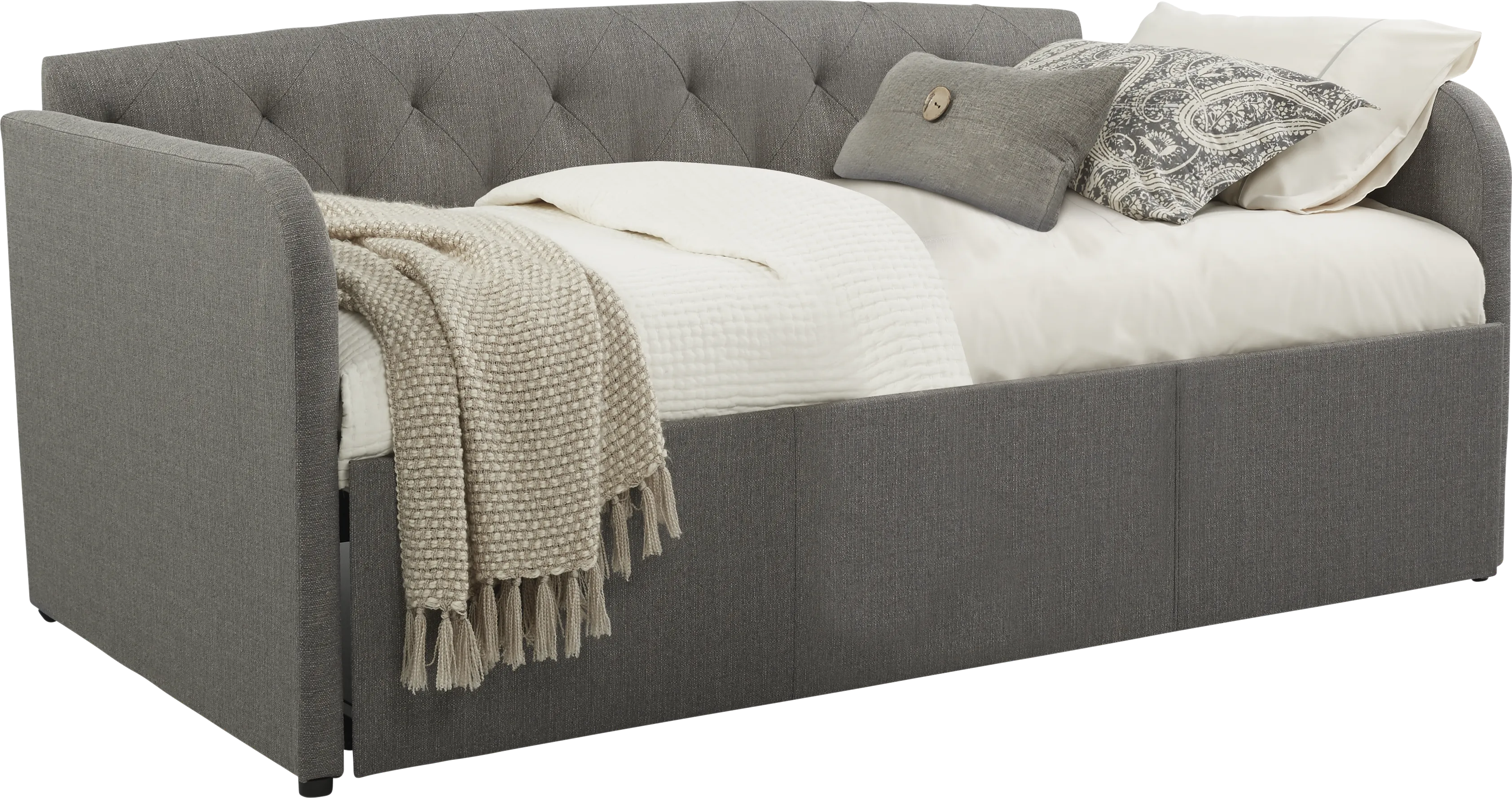 Lanie Gray Tufted Daybed with Trundle - Thumbnail - Image 1